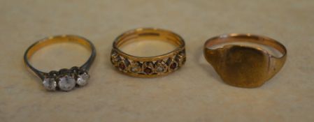 3 9ct gold rings, total weight 5.5g