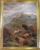 Oil on canvas in a gilt frame of highlan
