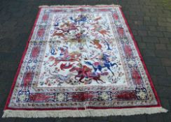 Ivory ground Kashmir rug with an unique