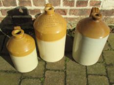 3 large saltglaze flagons inc Thos. T Gr