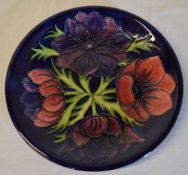 Moorcroft plate 'Anemone' pattern 26cm d