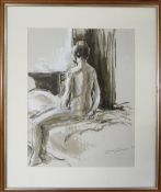 Watercolour of a seated nude by Lewis Da
