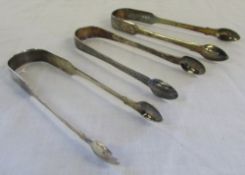 3 silver sugar tongs London 1808, 1805 a