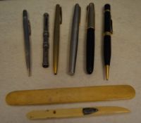 Various pens including Parker and Fyne P