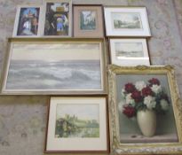 Assorted prints and oil paintings
