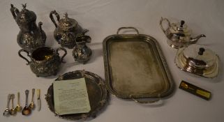 Various silver plate including a tea set