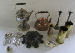 Various silver plate and brassware etc