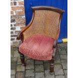 Victorian mahogany bergere arm chair wit