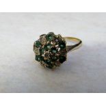 9ct gold emerald and diamond ring size K