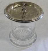 Silver topped glass preserve jar Chester