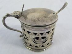 Silver mustard pot London 1893 & spoon L