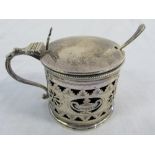 Silver mustard pot London 1893 & spoon L