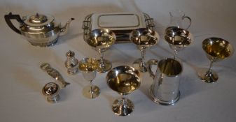 Various silver plate including a teapot