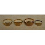 4 9ct gold rings, total weight 7.5g