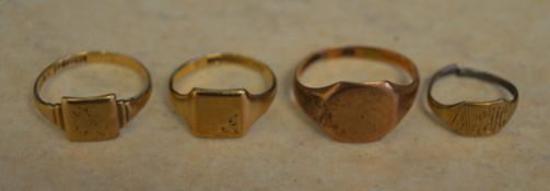4 9ct gold rings, total weight 7.5g