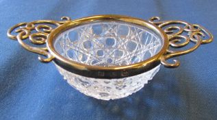 Victorian silver topped cut glass quaich
