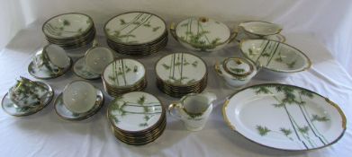 Bamboo pattern dinner service approx 55