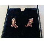 Pair of 9ct gold ruby and diamond earrin