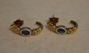 9ct gold sapphire and diamond earrings,