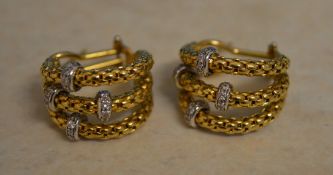 Pair of 18ct gold and diamond Fope Italy