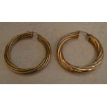 Pair of 9ct gold braided hoop earrings,