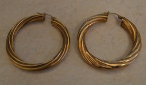 Pair of 9ct gold braided hoop earrings,