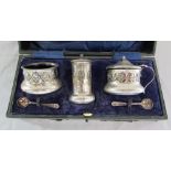 Art Nouveau silver 3 piece cruet set tul