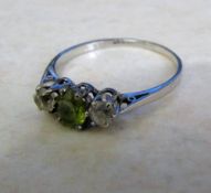 18ct white gold diamond and peridot ring