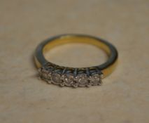 9ct gold 5 stone diamond ring, approx we