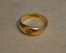 18ct gold gypsy set diamond ring, approx