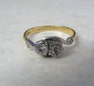 18ct gold platinum set 2 stone diamond r