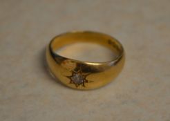 18ct gold gypsy set diamond ring, approx