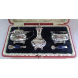 Art Nouveau silver 3 piece cruet set tul