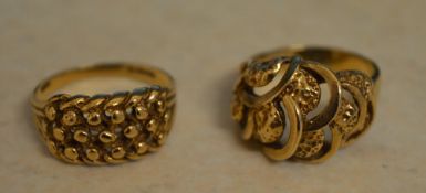 2 9ct gold rings, approx weight 9.2g