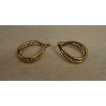 Pair of 9ct gold and diamond earrings, a