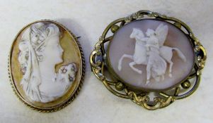 Pinchbeck cameo brooch & one other