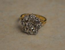 18ct gold diamond cluster ring, central