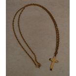 9ct gold cross on a 9ct gold chain, appr
