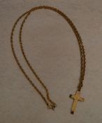 9ct gold cross on a 9ct gold chain, appr