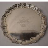 Silver Mappin & Webb salver raised on 3