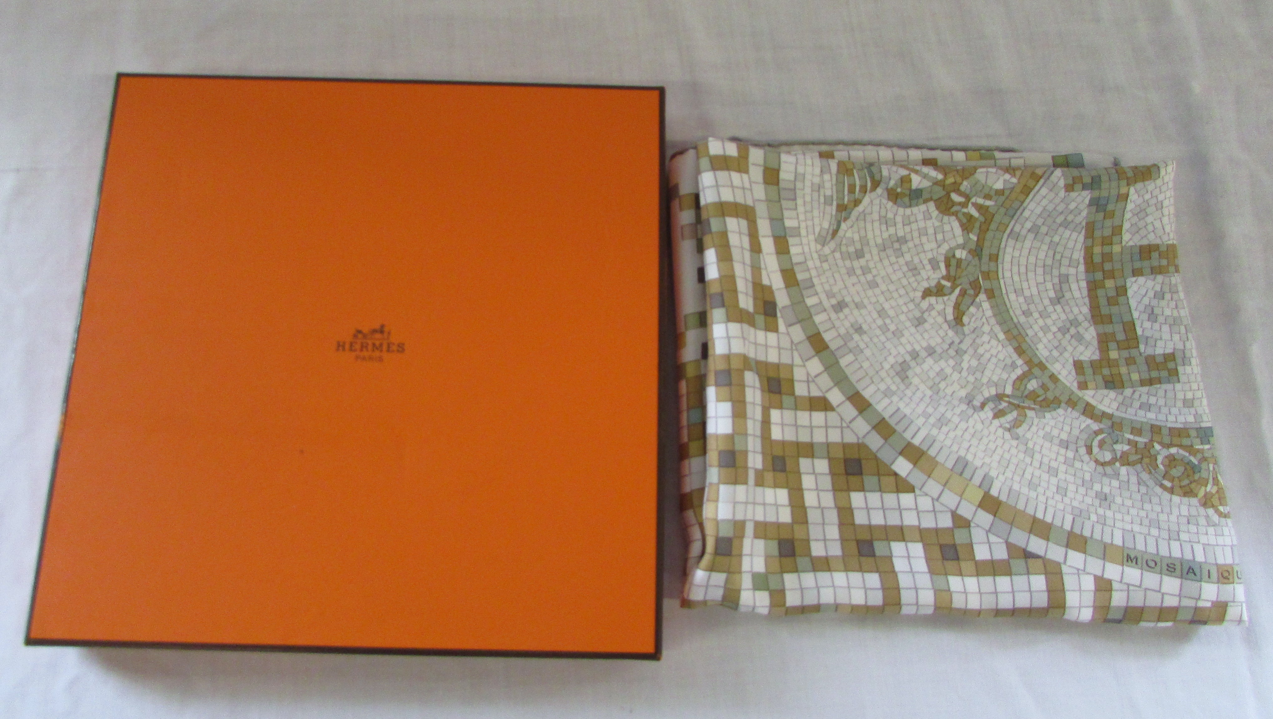 Boxed Hermes Paris silk scarf 'Mosaigne - Image 2 of 2