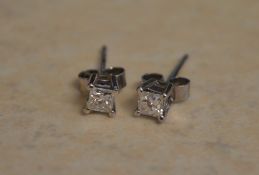 Pair of 18ct white gold diamond stud ear