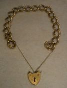 9ct gold curb bracelet with 9ct gold pad