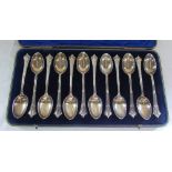 Cased set of 12 large teaspoons London 1