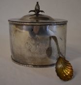 George III silver tea caddy engraved wit
