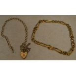2 9ct gold bracelets (one with padlock r