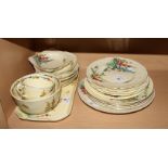 A Crown Staffordshire floral decorated part supper set