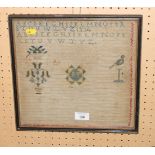 A 19th Century part worked alphabet sampler, in Hogarth frame