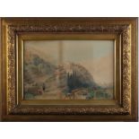 William Langley: a 19th Century watercolour, landscape with figures, "Florence", 11" x 18", in