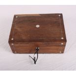 A 19th Century rosewood jewellery box with fitted tray, 10" wide